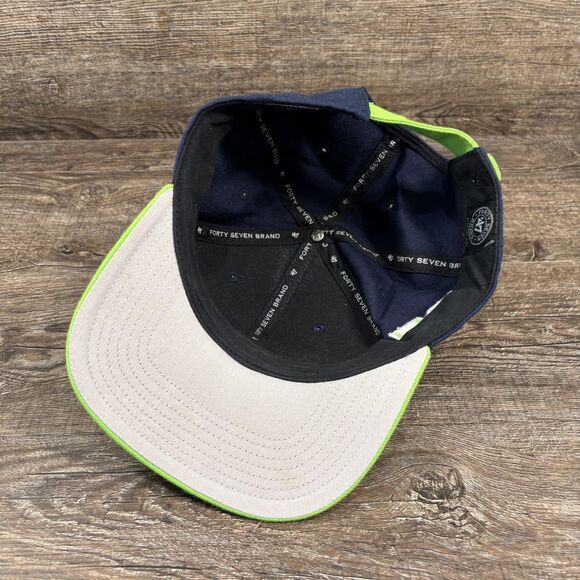 Seattle Seahawks Hat Cap Strap Back Navy Green NFL Football Mens NFC 47 Brand - Picture 5 of 7